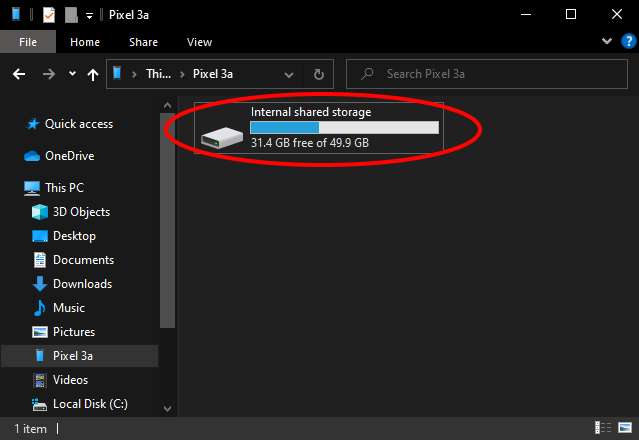 Open Internal shared storage.