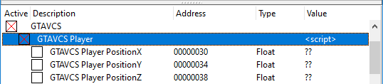 Ingame object members saved in Cheat Engine as dummy cheat entries